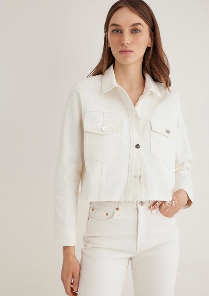 Thalia Mavi Premium Beyaz Jean Ceket 1110289-89161