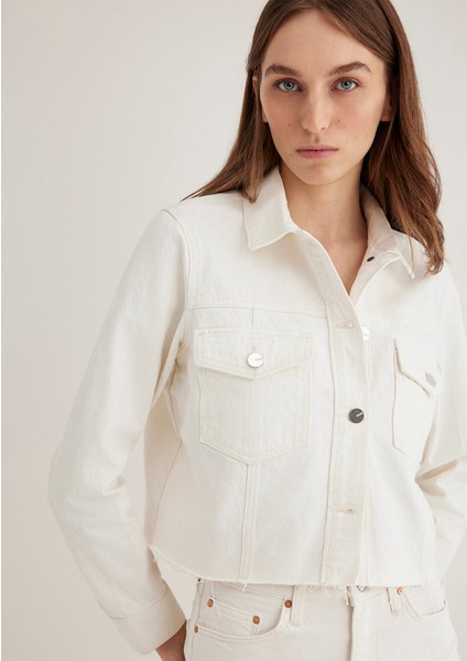 Thalia Mavi Premium Beyaz Jean Ceket 1110289-89161
