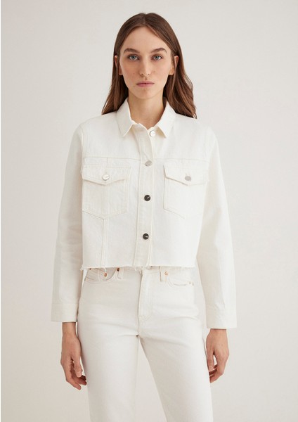 Thalia Mavi Premium Beyaz Jean Ceket 1110289-89161