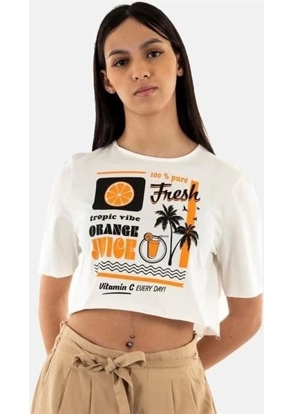 Baskılı Crop T-Shirt
