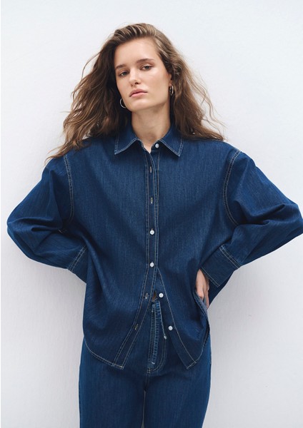 Lacivert Denim Gömlek 1211075-85481 modelleri