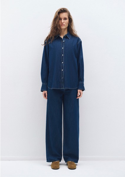 Lacivert Denim Gömlek 1211075-85481 fırsatları