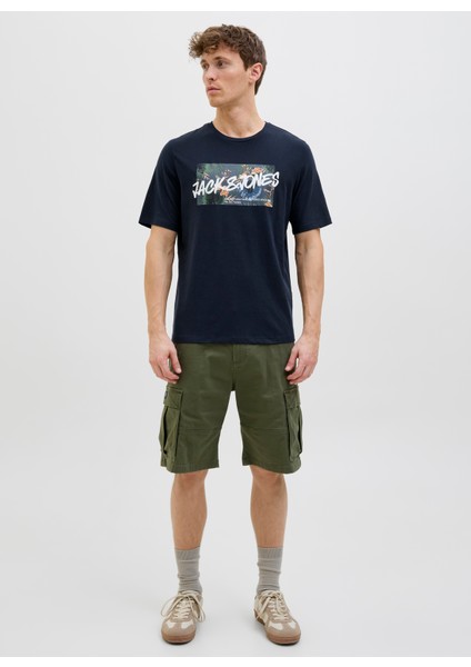 Bisiklet Yaka Lacivert Erkek T-Shirt 12269324_JJHAWAII Shape Tee Ss Crew