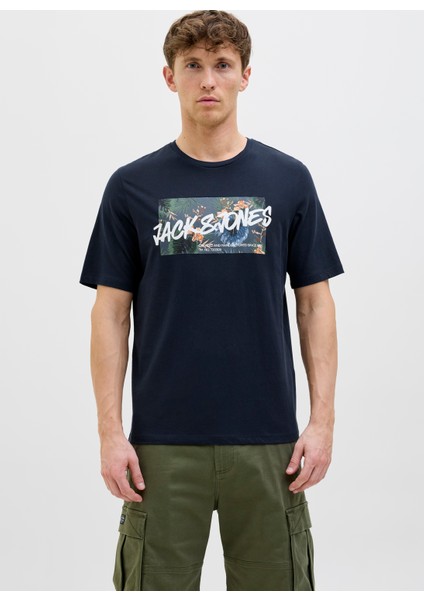 Bisiklet Yaka Lacivert Erkek T-Shirt 12269324_JJHAWAII Shape Tee Ss Crew
