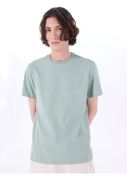 Bisiklet Yaka Düz Yeşil Erkek T-Shirt M4WM-TST-1987