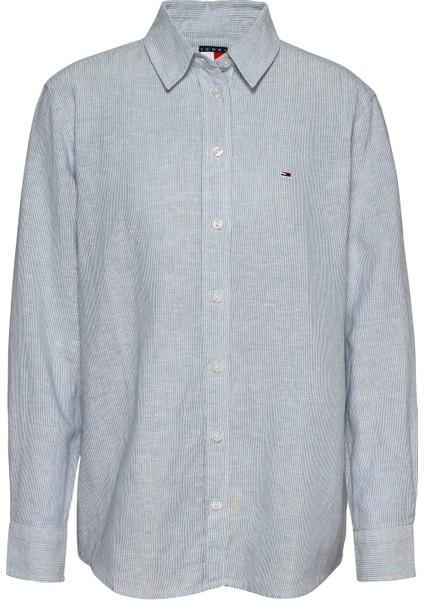 Normal Gömlek Yaka Mavi Kadın Gömlek DW0DW202920A8