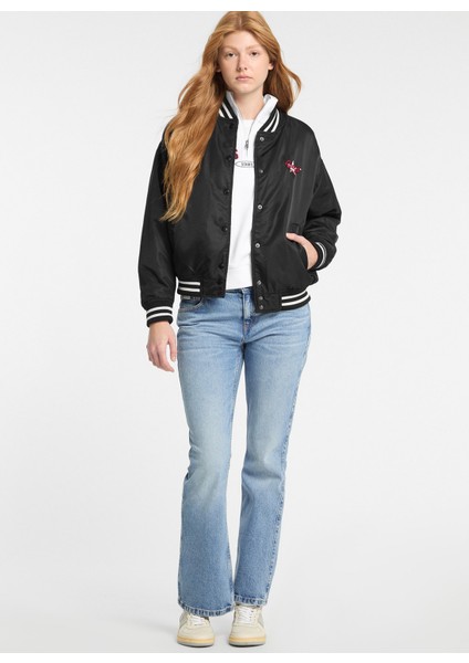 Siyah Kadın Ceket Gj Bomber Jkt Wıth Embroıdery