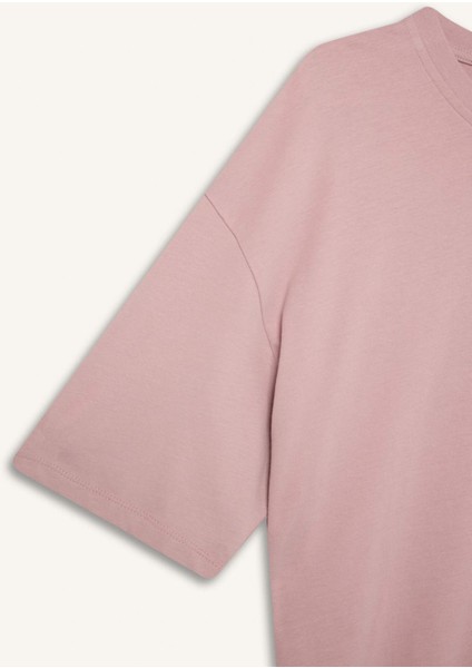 %100 Pamuk Oversize Geniş Kalıp Bisiklet Yaka Basic Düz Kısa Kollu Tişört T7037AZ25SM