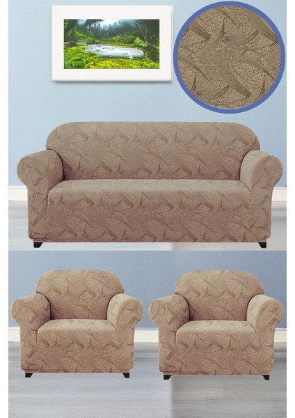 BAQDO Koltuk Örtüsü Sehra Desen 3+3+1+1 Takımı Koltuk Kılıfı Kanepe Kılıfı Lastili Esnek Yıkanabilir Kanepe örtüsü Sehra 3311