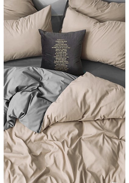 Lastikli Çarşaflı Nevresim Takımı Çift Kişilik Bej - Gri modelleri