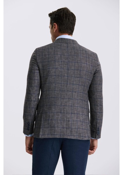 Koyu Lacivert Slim Fit Kruvaze Erkek Takım Elbise