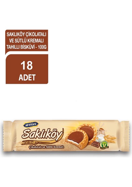 Saklıköy Çikolatalı Kremalı Bisküvi 100 Gr x 18 Adet