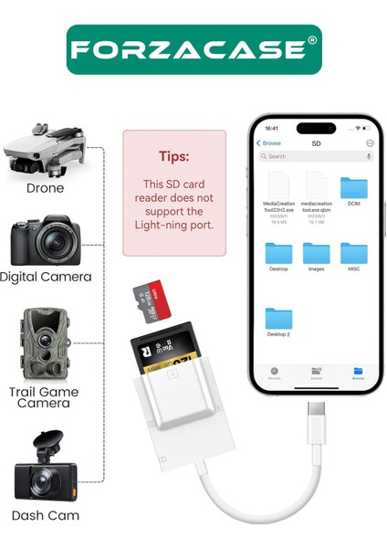 Telefon ve Tabletler Için Hızlı Type-C To Sd / Micro Sd / Tf Kart Okuyucu Adaptör - FC974 modelleri