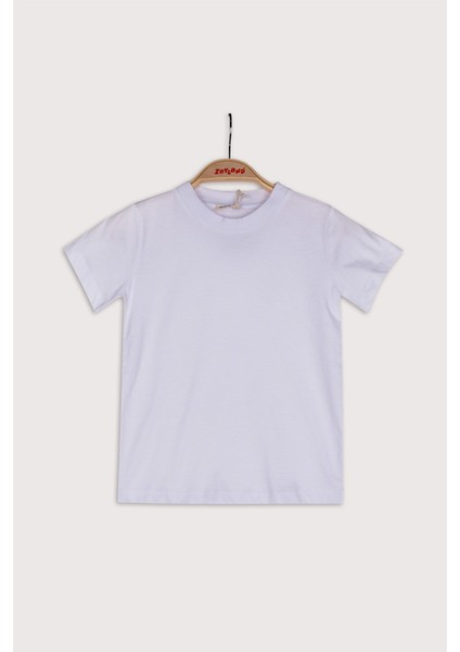 Unisex Çocuk Beyaz Basic T-Shirt (4-12yaş)