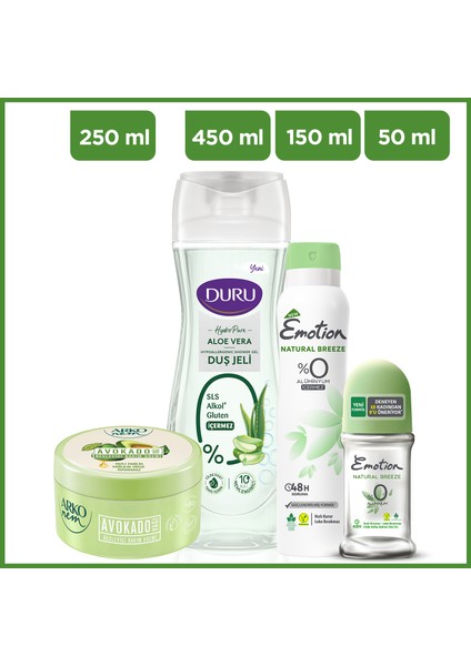 Deodorant - Duş Jeli – Roll-On - Krem Kadın Bakım Seti