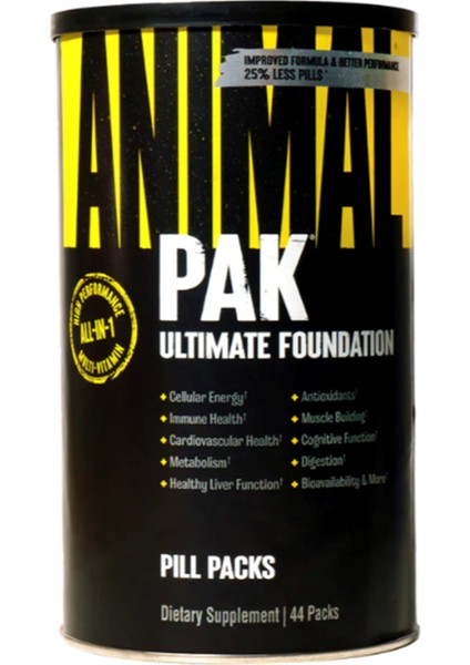 Animal Pak Ultimate Foundatıon, 44 Packs. Abd Version. Avrupa Değil. 3969