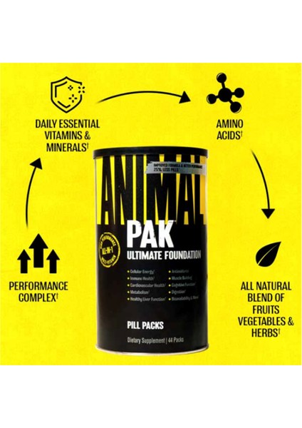 Animal Pak Ultimate Foundatıon, 44 Packs. Abd Version. Avrupa Değil. 3969 modelleri