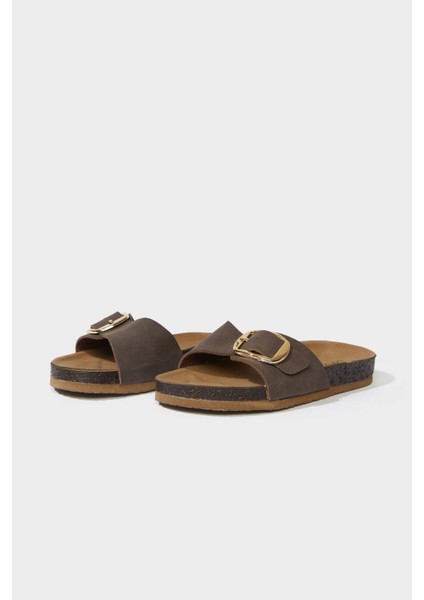 Kadın Düz Taban Tek Bantlı Suni Deri Terlik