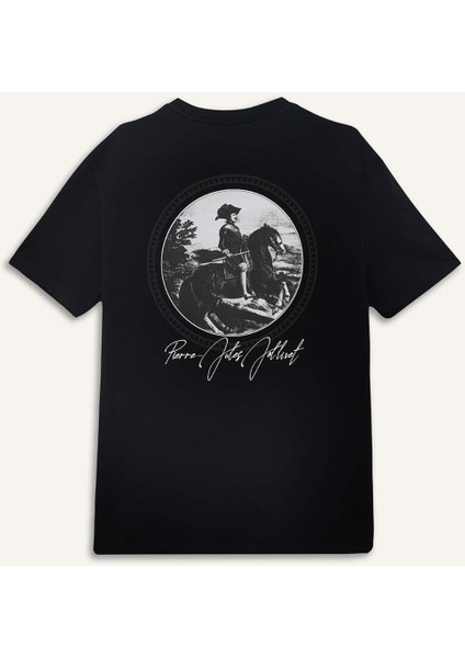%100 Pamuk Diego Velazquez Regular Fit Bisiklet Yaka Sırt Baskılı Kısa Kollu Tişört D7062AX25SP