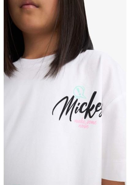 Kız Çocuk Disney Mickey & Minnie Oversize Geniş Kalıp Bisiklet Yaka Sırt Baskılı Kısa Kollu Tişört E2618A825SM fırsatları