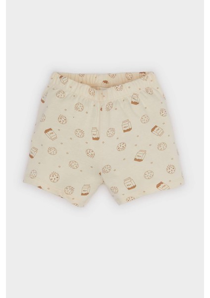 Erkek Bebek Pijama Takımı Desenli Kısa Kollu Penye Üst Beli Lastikli Şort E1187A525HS