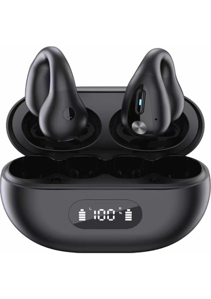 R15 Kulak Klıplı Bluetooth 5.3 Sesi Kırpma Kemiğe Dayalı Iletimli Siyah Kulaklık (Yurt Dışından)