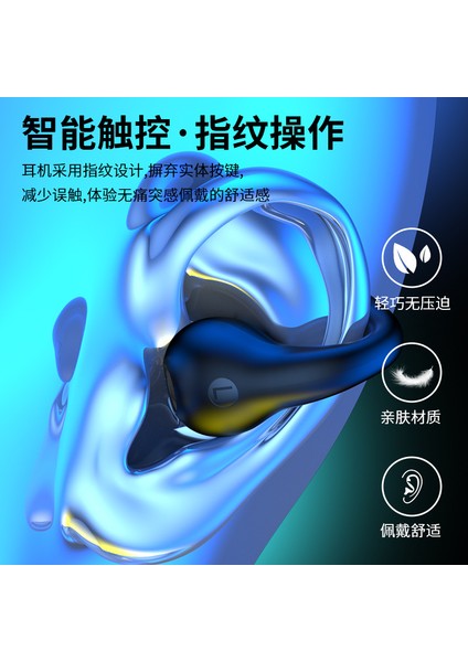 R15 Kulak Klıplı Bluetooth 5.3 Sesi Kırpma Kemiğe Dayalı Iletimli Siyah Kulaklık (Yurt Dışından)