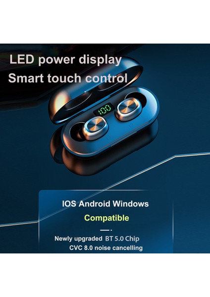 B5 Gerçek Kablosuz Kulaklıklar Bt5.0 LED Dijital Ekran Gürültü Engelleme (Yurt Dışından)