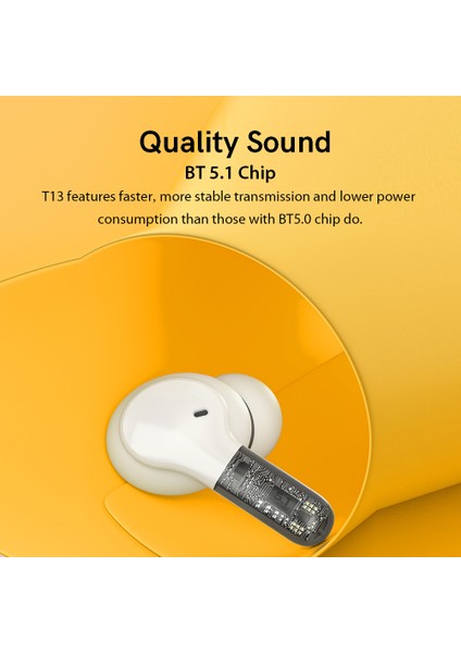 Qcy T13 Kulaklıkları Bt5.1 Kablosuz Kulaklıklar 4 Mikrofonlu Gürültü Azaltma Açılır Pencere Hızlı Bağlantı (Yurt Dışından)