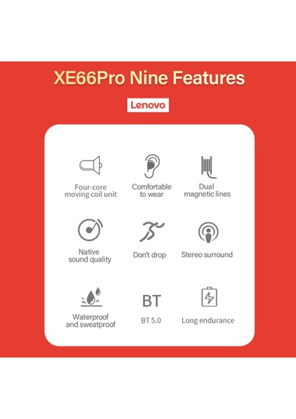 Lenovo XE66 Pro Kablosuz Bt Kulaklık Iç Kulaklık Siyah Uzun Enerji Sağlama 8mm Hoparlör Birimi (Yurt Dışından) modelleri