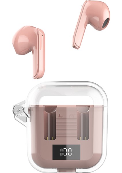 TM90 Pembe Iç Kulaklı Kablosuz Bluetooth Kulaklık Düşük Enerji Tüketimi Dijital Görüntüleme (Yurt Dışından)
