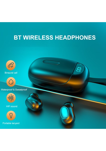 LB60 Bluetooth 5.0 Kablosuz Tws Kulaklıklar Mikrofonlu LED Ekranlı (Yurt Dışından)