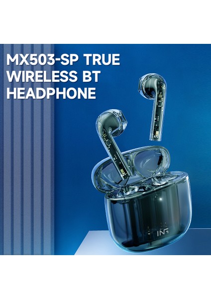 Somıc Ing MX503-SP Şeffaf Yarı Kulak Içi Kablosuz Kulaklık Bt5.0 Çipi 13MM Diyafram (Yurt Dışından)