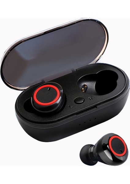 Y50 Tws2 Bluetooth Kulaklık Mini Taşınabilir 5.0 Siyah Kırmızı (Yurt Dışından)