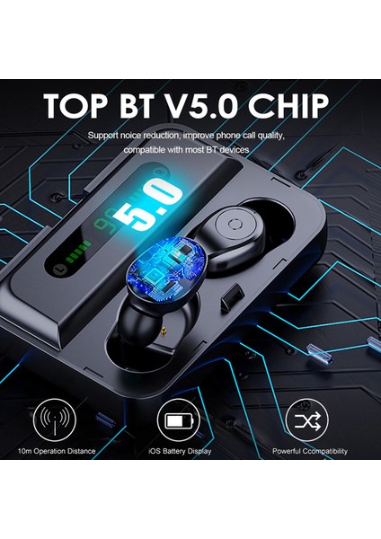 F9 Bluetooth 5.0 Tws Kulaklıklar Dijital Ekranlı Ipx7 Suya Dalı (Yurt Dışından)
