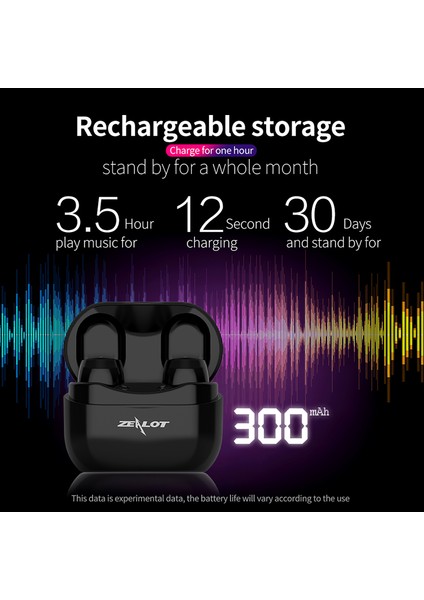 Zealot T4 Pembe Tws Kulaklıkları Bluetooth 5.0 300MAH Şarj Kutusu (Yurt Dışından)