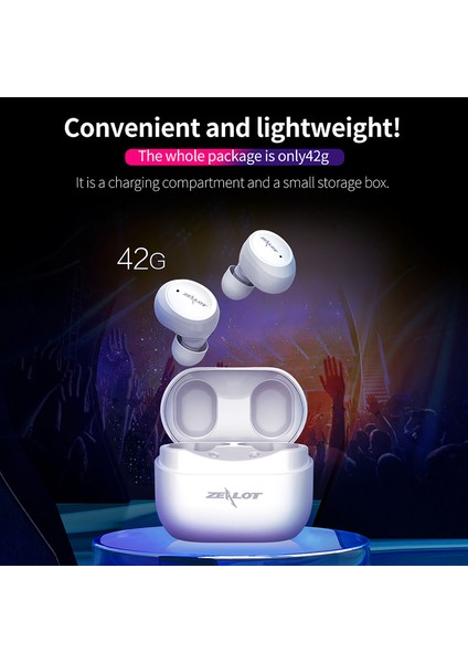 Zealot T4 Pembe Tws Kulaklıkları Bluetooth 5.0 300MAH Şarj Kutusu (Yurt Dışından)