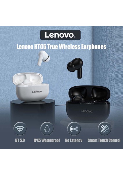 Lenovo HT05 Tws Kablosuz Kulaklıklar Akıllı Dokunmatik Kontrol Gürültü Azaltma (Yurt Dışından)