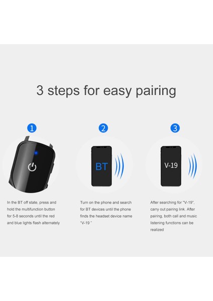 V19 Bluetooth 4.2 Kulak Içi Kulaklıklar 36 Saat Konuşma Süresi Elsiz (Yurt Dışından)