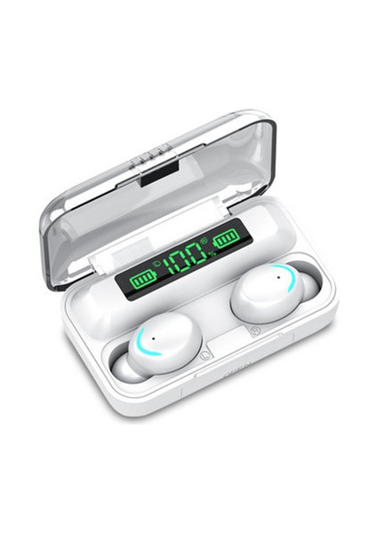 F9-5 Bluetooth Kulaklık Tws Bluetooth 5.0 Pil Dijital Ekranı Beyaz (Yurt Dışından)