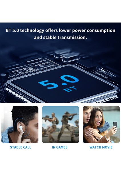 Bt5.0 Tws Çift Kulaklık Hi-Fi Stereo Dokunmatik Kontrol (Yurt Dışından)