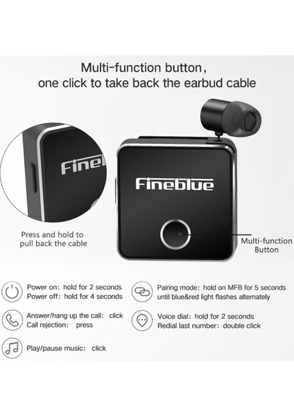 Fineblue F1 Bluetooth 5.0 Kulaklıkları Geri Çekilebilir Kablolu Çoklu Nokta Bağlantılı (Yurt Dışından)