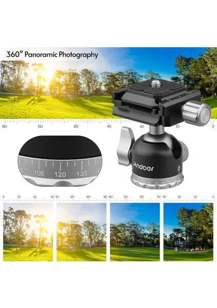 Kompakt Panorama Küre Başlıklı Tripod Montajı Mini Küre Başlıklı 1/4 Inç Vida 5kg Yük Taşıma Kapasitesi (Yurt Dışından)