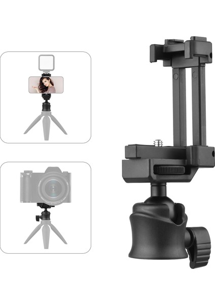 Tripod Kameraya Akıllı Telefon Takma Aleti 360° Dönebilen 2kg Yük Taşıma Kapasitesi (Yurt Dışından)