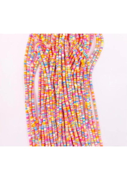 4 Mm 10 Dizi Yuvarlak Hamur Fimo Karışık Fimo Boncuk