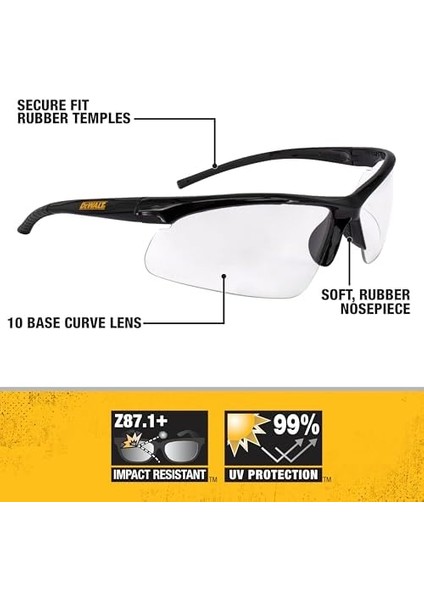 DPG51-1C Radius Clear 10 Base Curve Lens Protective Safety Glasses