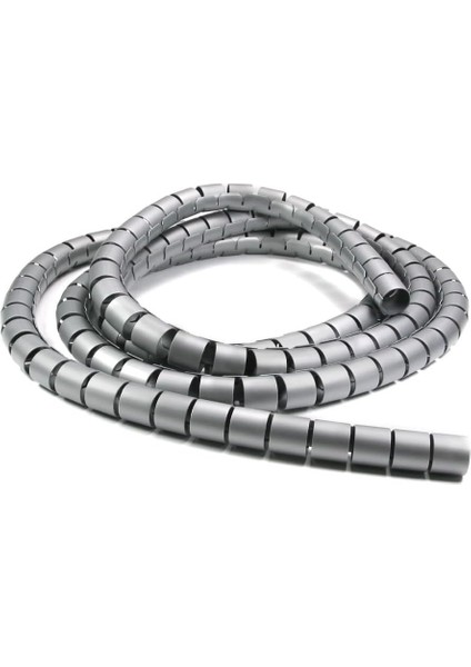 Spiral Boru Kablo Kanalı Masa Bilgisayar Kablo Fiş Düzenleyici Toplayıcı Tutucu Gri, 1 mt x 20 mm - 1 Adet