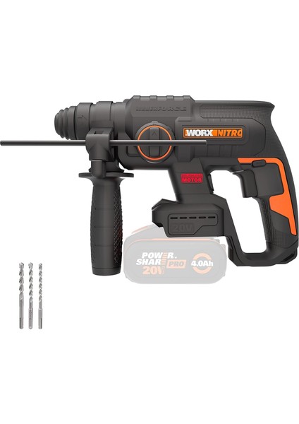 WX381.9 20VOLT 2j Profesyonel Sds-Plus Pnömatik Kırıcı/delici + 3 Parça Delme Ucu (Akü Dahil Değildir)