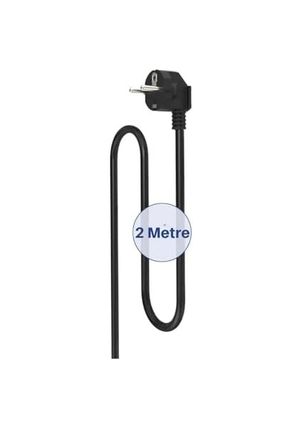 Akım Korumalı 3'lü Priz, Çoklu Priz, Çocuk Korumalı ve Isıya Dayanıklı Yapı, 3x Priz Girişi, 3x USB Girişi, 1x Type-C Girişi, 2 Metre Uzatma Kablosu