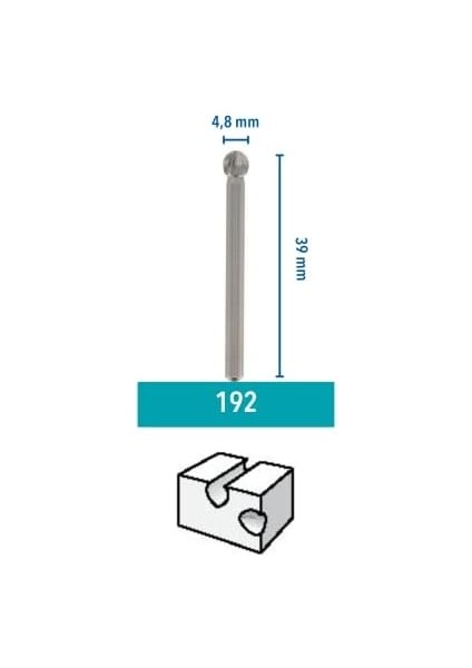 192 Yüksek Devirli Kesici, Orta Boy Yuvarlak Uçlu, 4,8 Mm, 2'li